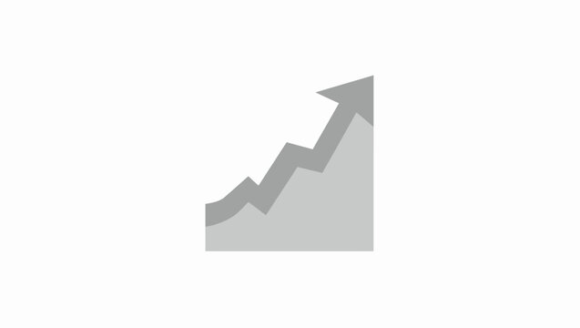 Gray upward trending chart graph icon.
