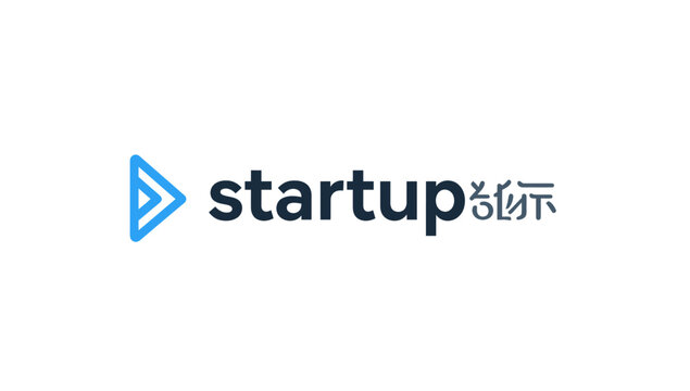 Startup business logo with play button.