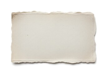 Obraz premium Torn paper fragment with rough edges on a white background a blank rectangular sheet for notes or messages