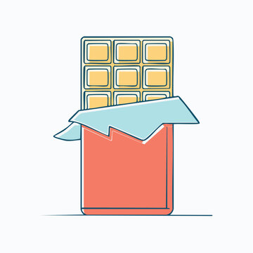 Stylized illustration of a chocolate bar in its wrapper