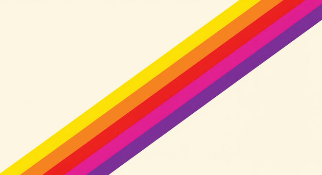Retro background for music cover and throwback media layouts, diagonal rainbow stripes channel VHS and audio cassette nostalgia with generous copy space for 80s and 90s themed messaging