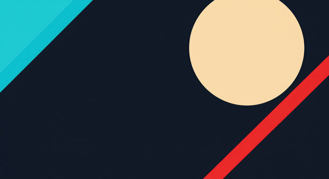 Memphis retro background for video opener and audio sleeve artwork, bold circle with diagonal blocks creates clean title space for synth playlist, archive promo and festival teaser throwback graphic
