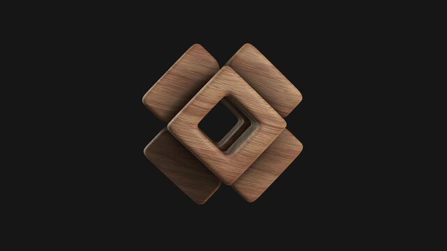 A drag and drop 3D carved wooden style shape with alpha that spins on a loop.
