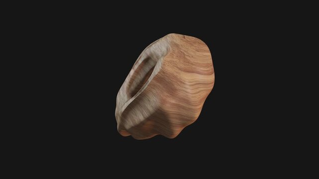A drag and drop 3D carved wooden style shape with alpha that spins on a loop.
