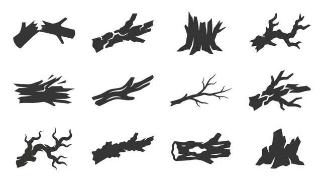 branch silhouette  cracked wood branch silhouette  stump branch silhouette  jagged dead limb silhouette  splintered wood silhouette  weathered driftwood branch silhouette  dry fallen branch silhouette
