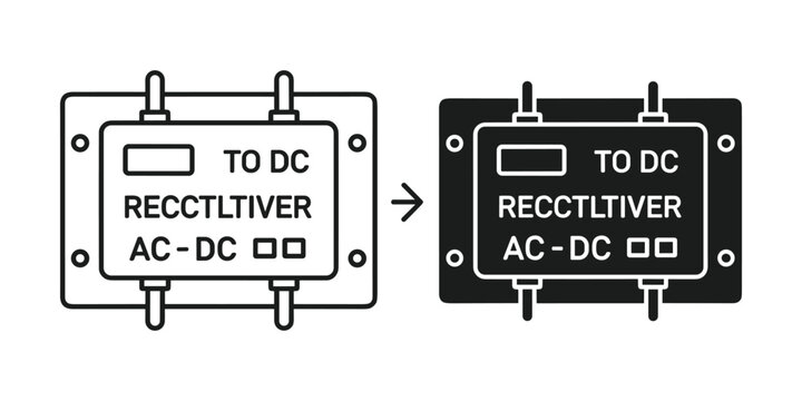 Electronic AC to DC converter circuit diagram and schematic with arrow on white background