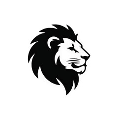 Obraz premium Lion Head Silhouette Vector Logo, King of Jungle Animal Face Black Illustration