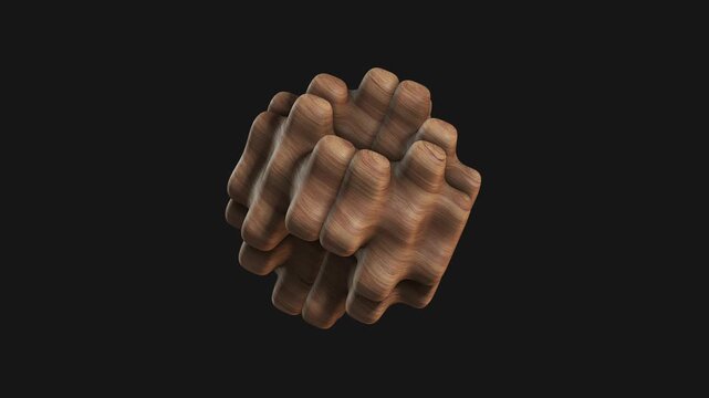 A drag and drop 3D carved wooden style shape with alpha that spins on a loop.
