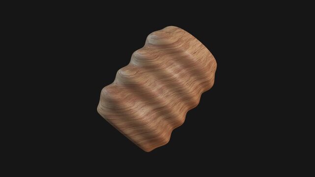 A drag and drop 3D carved wooden style shape with alpha that spins on a loop.
