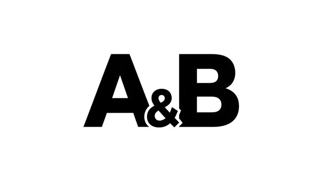 Black and white ampersand featuring bold sans-serif a and b letters typography