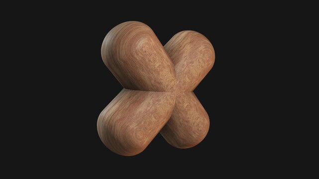 A drag and drop 3D carved wooden style shape with alpha that spins on a loop.
