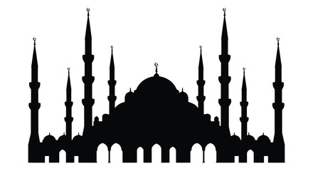 mosque silhouette on white background minaret dome © farhan