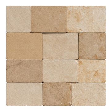 Natural tan limestone paving with rough edges, architectural masonry.