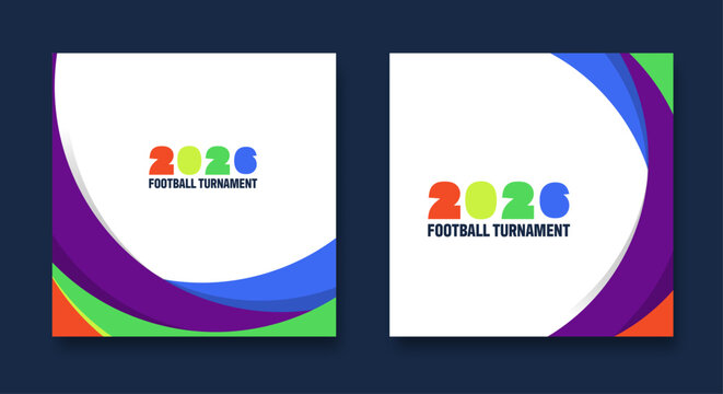 2026 Football Tournament. Soccer ball sports social media design for match schedule or news