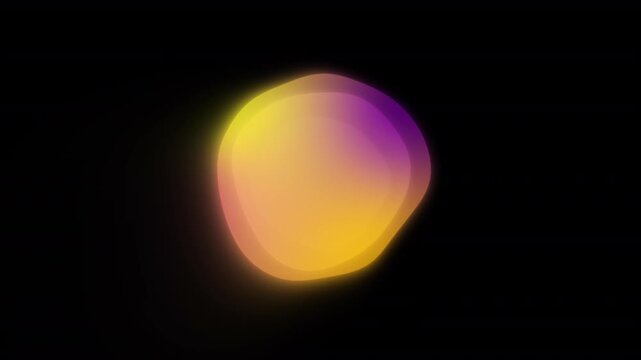 Warm orange gradient orb morphs and pulses through turbulence displacement, capturing a glowing neon sunset atmosphere.
