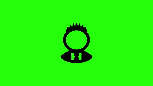 High definition 4K horizontal clip of a formal gentleman businessman portrait with spiked hair bouncing on view. Dynamic popup element for luxury events agents or commercial business presentations.