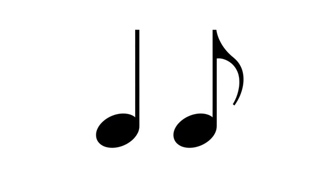 Black and white of two musical notes, one quarter note and one eighth note