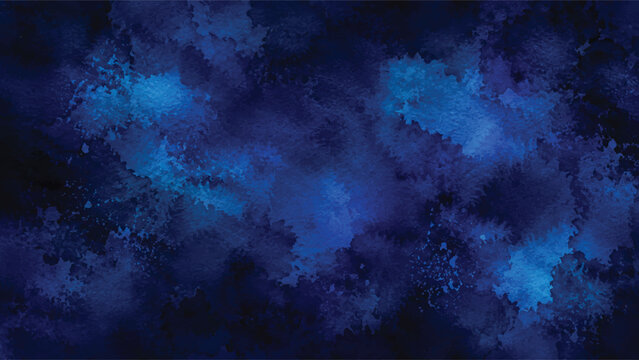 dark blue watercolor background. navy blue watercolor and paper texture. beautiful dark gradient hand drawn by brush grunge background. watercolor wash aqua painted texture close up, grungy design.