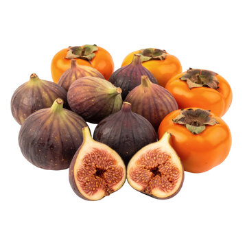 Fresh italian figs and persimmons fruit