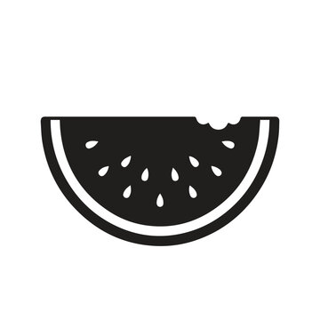 Watermelon slice with bite mark icon watermelon refreshment illustration