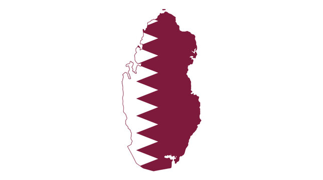 Qatar map with national flag colors.