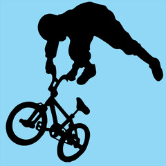 Fototapeta premium Mountain bike silhouette of a cyclist riding BMX in extreme cycling sport illustration vector design