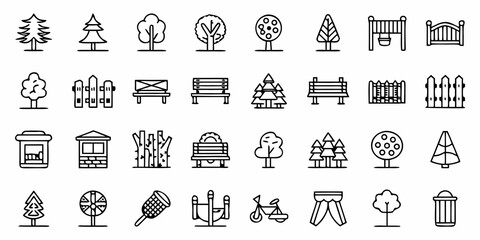 Park Nature Icons A Collection Of Linear Style Pictograms © Uttam