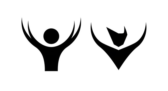 Black silhouette of two deer heads facing each other, minimalist style animal