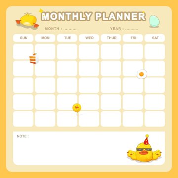 monthly planner with funny ducks theme