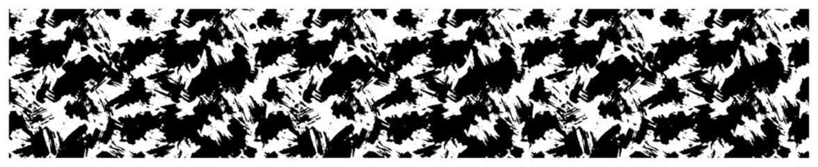 Abstract paint splatters pattern forming a dense grunge texture border in hand drawn ink style © Katarzyna