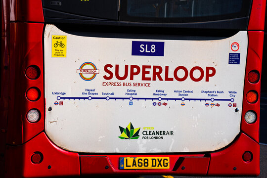 Transport For London TfL Superloop Express Bus SL8 Route In West London, England, United Kingdom &ndash; May 2026