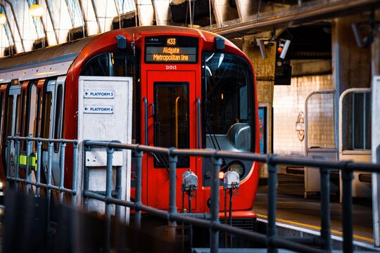 London Underground Westernmost Terminus For Piccadilly Line - Aldgate Metropolitan Line Train, Uxbridge Tube Station, United Kingdom - May 2026