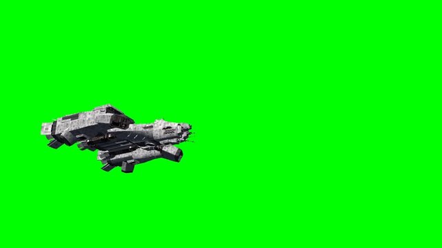  Futuristic Spaceship Flyby &ndash; Green Screen Background Sci-Fi Starship Animation for VFX and Film Projects (4K).