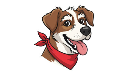 Happy Jack Russell Terrier Dog Wearing Red Bandana, Cartoon Style © Tanir