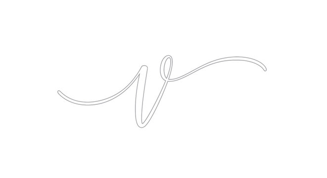 Elegant Script Letter V, Minimalist Calligraphy, Clean Design, Isolated White Background