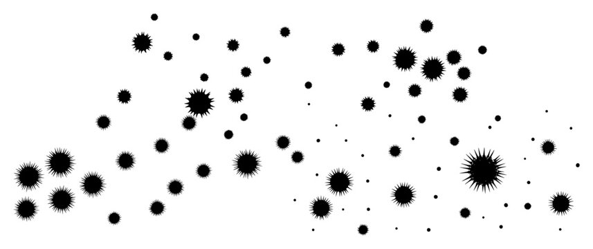 Coronavirus pathogens and bacteria particles floating in minimalist vector style