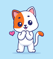 Obraz premium Cute chibi cats in various poses illustration meow, cat, nature, sign, holiday, lovely, hand, trendy, design, gesture, korean, heart, symbol, greeting, love, illustration, romantic, isolated, 