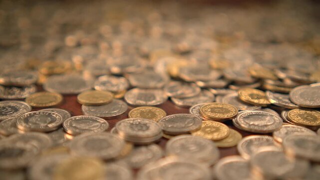 A collection of coins cash money savings finance background