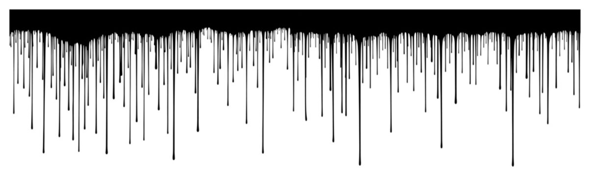 Dripping black paint liquid border in high contrast grunge style