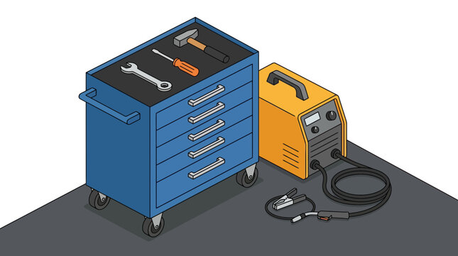 Tool Chest and Welding Machine with Tools