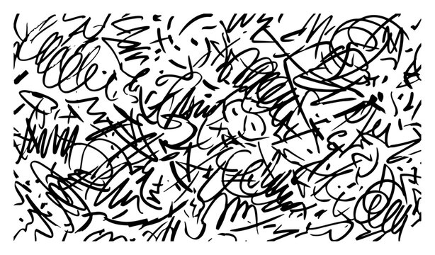 Messy hand scribbles and chaotic lines background in seamless vector pattern style