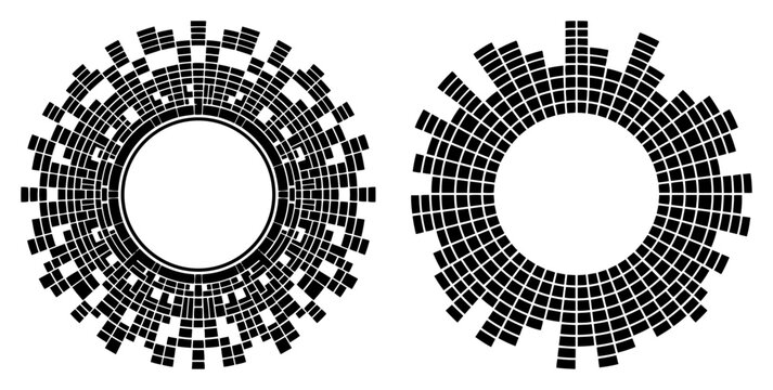 Circular sound wave equalizers in digital radial block style