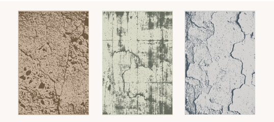 Fototapeta premium Letterpress ink textures. Set of 3 Rough, eroded lino print textures taken from high resolution scans. Compound path