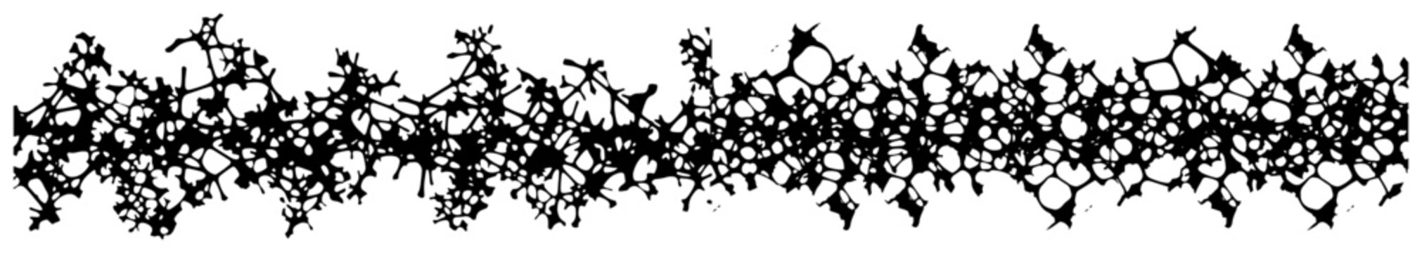 Cellular network structure and interconnected web pattern border silhouette style