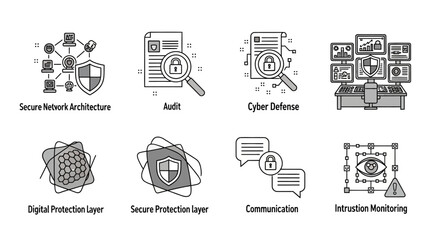 Cybersecurity and Data Protection Vector Icons Set for Digital Safety © Kasdo