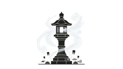Fototapeta premium Traditional Asian Stone Lantern Tower.