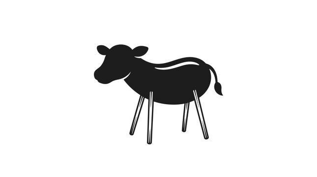 Black silhouette of a cow standing.