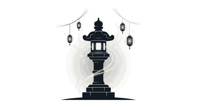 Black Japanese Stone Lantern Decoration.