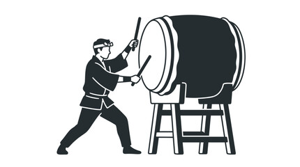 Man hitting a large drum. © Afi