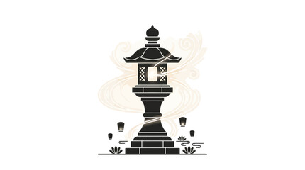 Fototapeta premium Black and white Asian style pagoda.